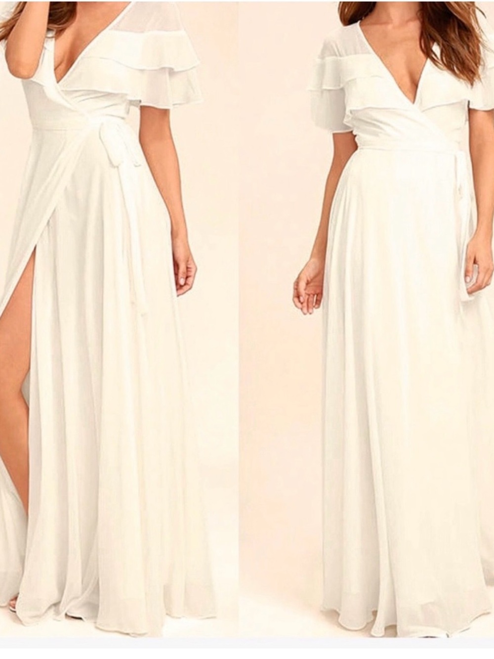 Lulu’s  Wonderful Day White Wrap
Maxi Dress Size Medium